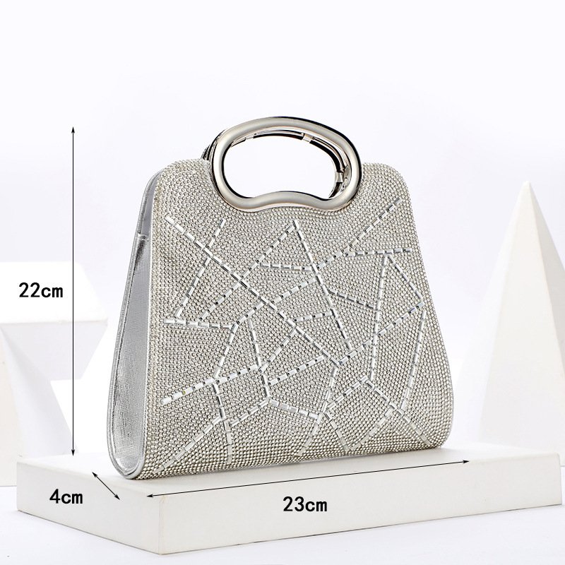 Irregular Stripes Rhinestone Glitter PU Leather Handbag